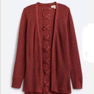 Stitch fix PINQUEJamelya Back Detail Cardigan Burnt Orange